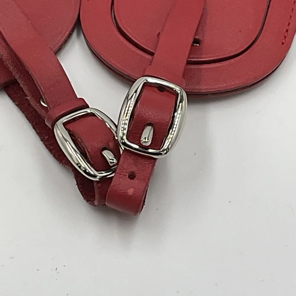 Levenger Leather Luggage Tag Red Color - Set Of 2